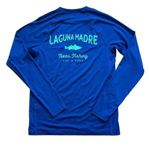 King Ranch Laguna Madre TX Fishing Performance Shirt Blue Long Sleeve S Coastal